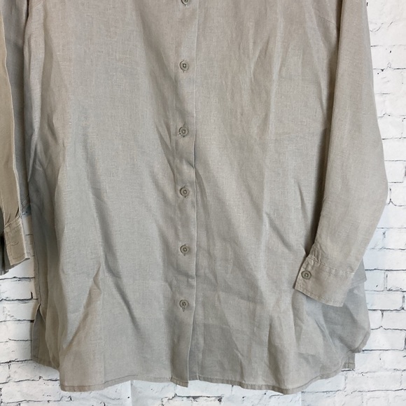 Garnet Hill Easy Linen Tunic Grey Gray Button Shirt Coastal Vacation Petite S - Picture 3 of 16